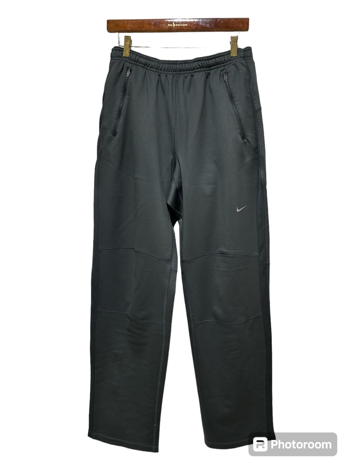 Nike Running Dri-fit Men’s Size Medium Dark Gray Joggers Stretch Track Pants Zip