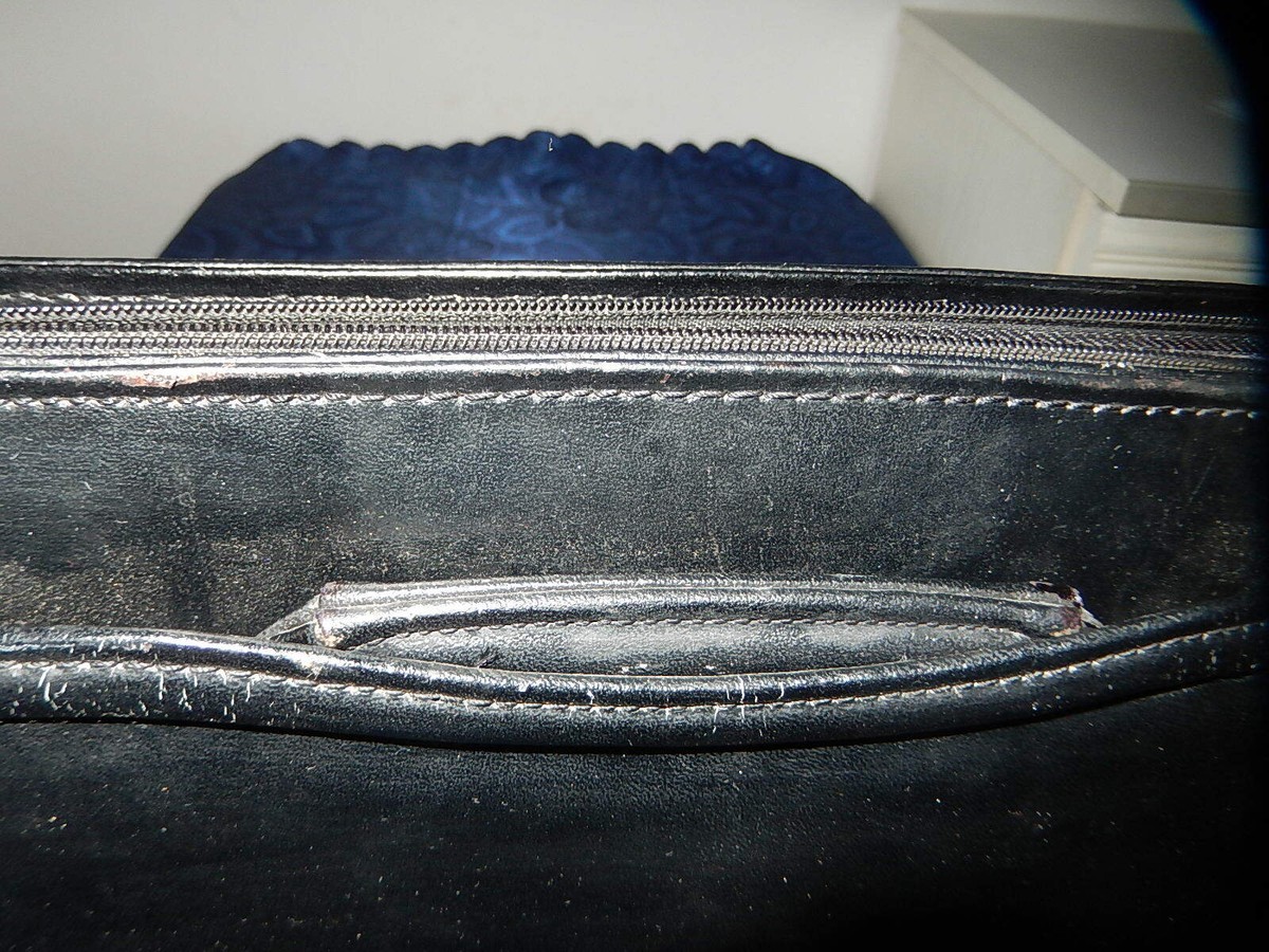 Cartable Vintage En Cuir Noir Ancien | Serviette école/bureau, Poignées, Occasion