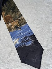 Corbata de vestir Field & Stream para hombre talla 56” motivo ciervo negro negocios boda ciudad