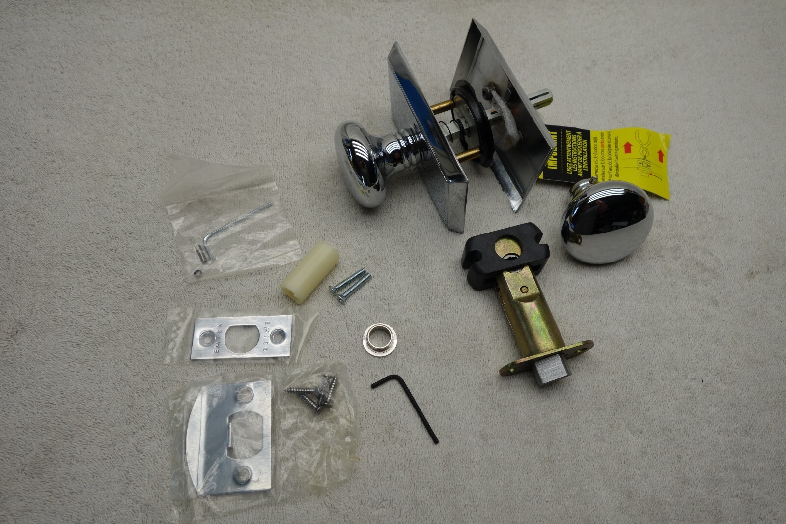 Emtek C8221 Polished Chrome Privacy Door Knob Set with Modern Design-image