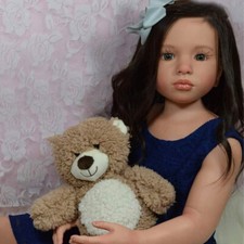 Reborn Doll Painted Kit 40in Toddler Girl DIY Part Rooted Hair Cloth Body Gift
