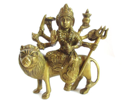 DURGA Statue aus Messing Shakti Hinduismus H=15,5 cm Saraswati Lakshmi Kali