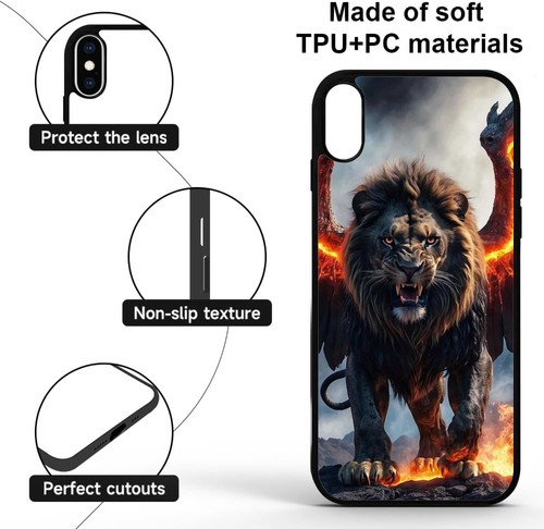 For iPhone X XS 11 12 13 14 15 Pro Max Lion from Hell Print Cover - Picture 24 of 240