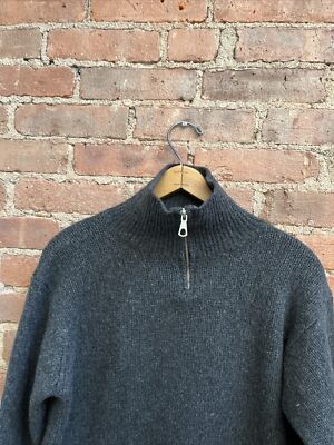 Vintage ALBERTO ASPESI Men's 1/4 Zip Sweater, Gray, Sz Large,