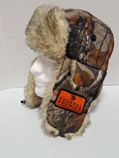Federal Premium Ammunition Ammo Camouflage Camo Hunter Trapper Hat Faux Fur OSFM