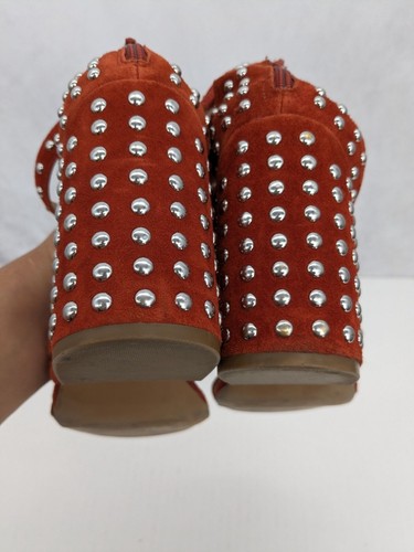 Steve Madden Suede Block Sandal Heels Women Size 8 Studded Chunky Strappy Y2K - Picture 10 of 12