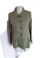 Veste chemise femme SARAH PACINI T0 36 38 vert Olive lin jacket NEUF étiquette