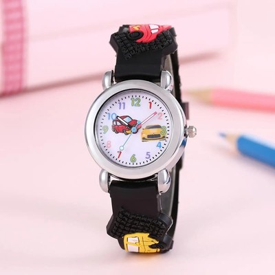 Colorful cartoon car student children's quartz electronic watch.