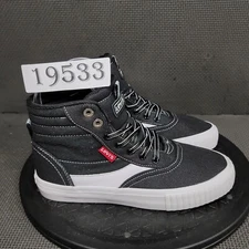 Levis Lance CHM Grafix Shoes Youth Sz 2 Black White Canvas Mid Sneakers Trainers