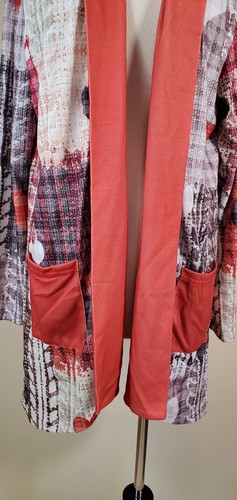 Lily by Firmiana Strickjacke neu mit Etikett L Large Herz abstrakt kariert vorne offen - Bild 3 von 13