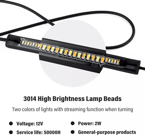 2PCS Universal Motorcycle Turn Signals Led Blinkers Fork Strip Indicator Amber - Picture 7 of 13