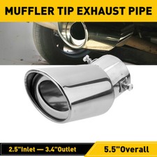 Car Exhaust Chrome Tip Pipe Rear Tailthroat Throat Muffler Accessories Round