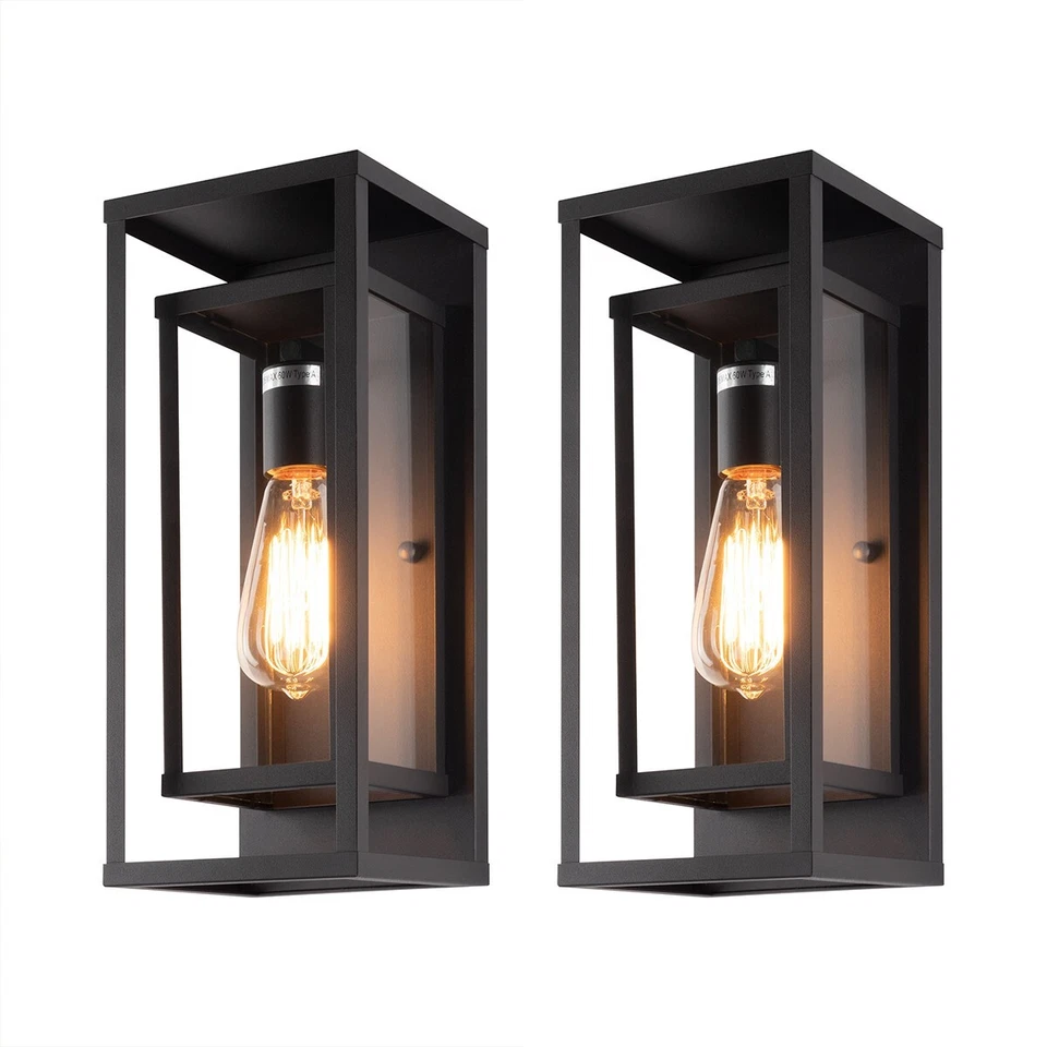 14in Classic Outdoor Wall Sconce 1 Light in Matte Black Waterproof Pack of 2 - Image 2 of 4