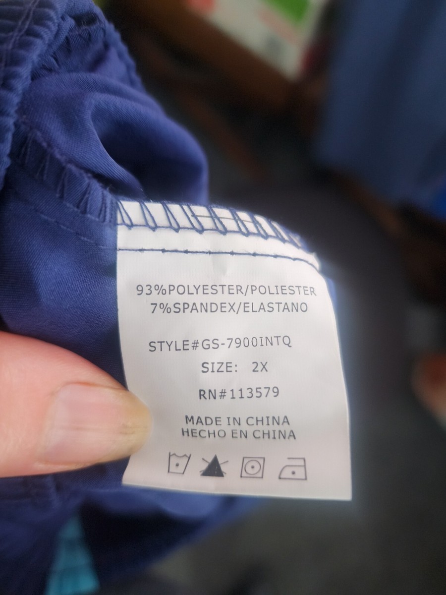 New Women's Scrubletics 2X Scrub Pants Navy Blue w/ teal stripe on