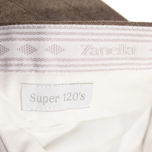Zanella NWT Pleated Dress Pants Size 33 US Austin In Brown Melange 100% Wool - Picture 7 of 13