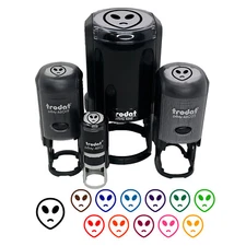Sad Alien Emoticon Self-Inking Rubber Stamp Ink Stamper