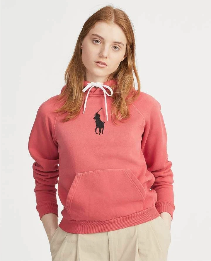 Polo Ralph Lauren Women's SZ S Big Pony Fleece Hoodie Red Shrunken Fit  $125+