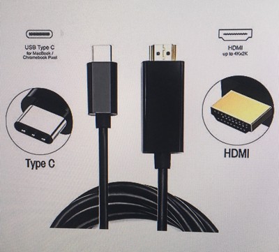 USB C to HDMI Cable,  6FT/2m USB Type-C to HDMI Cable [Thunderbolt 3 Compatible]