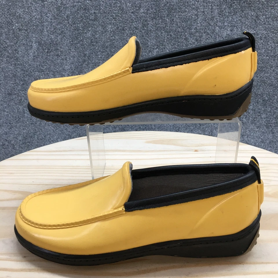 Botas Lands End Rain Duck para mujer 8 M amarillas sin cordones puntera informal cuña Foto 2 de 4