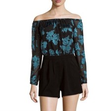 Lovers  Friends M Blue Black Floral Heartbreak Romper