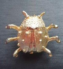 Vintage Dainty Gold Coloured Ladybird Insect Brooch As New Condition 