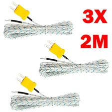3PC K Type Mini-Connector Thermocouple Temperature Probe Sensor 2M/6.6Ft Cable