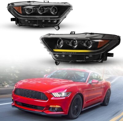 2015 2016 17 Headlights For Ford Mustang LED Sequential Projector Assembly Lamps