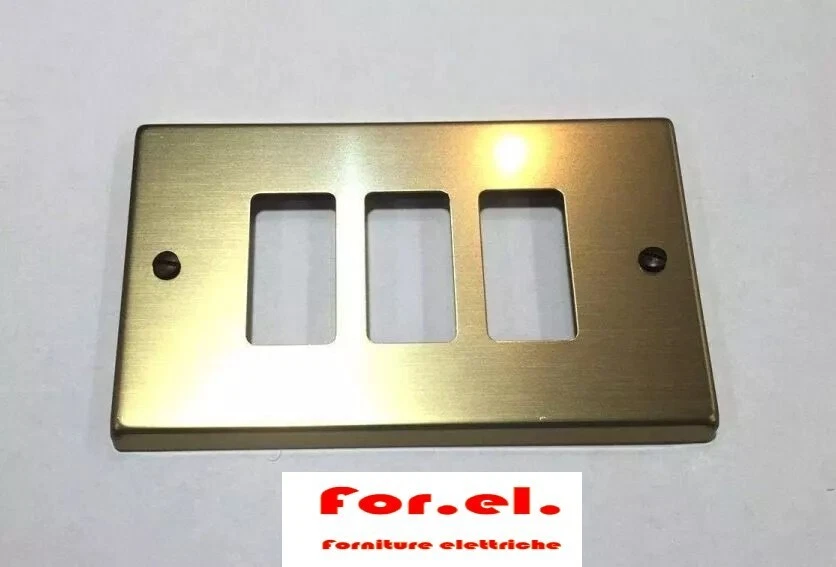 Placca alluminio bronzo 3 posti compatibili Bticino Magic 503/3 BR