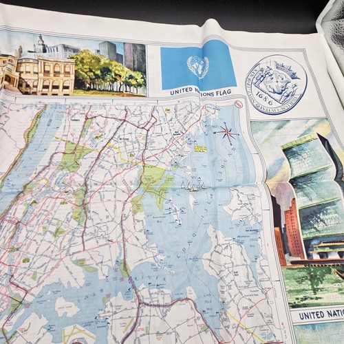 Rare Esso Vtg 1950s New York City NYC Linen Souvenir Map Manhattan, Burroughs - Picture 8 of 20