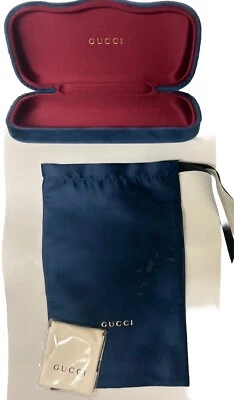 Gucci Case Hard Shell Velvet Eye Glasses and Sunglasses - ORIGINAL - Navy Blue