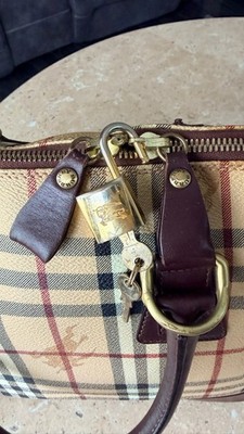 Burberry Plaid Satchel Top Handle Bag and Wallet Set.Gold Hardware 