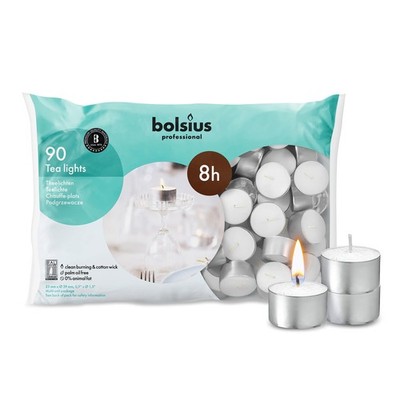 BOLSIUS Tea lights candles - Pack of 90 White Unscented Candle lights with 8 ...