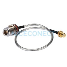 20cm N Female Bulkhead to SMA Female RG405 0.086" Semi-Rigid Coaxial Cable Line