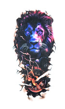 Large Lion Waterproof Temporary Tattoo 8 Inch Realistic Animal King Jungle