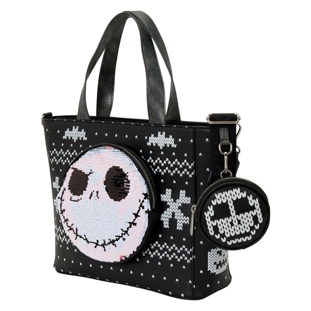 Loungefly Nightmare Before Christmas Jack Skellington Reversible Sequin Tote Bag