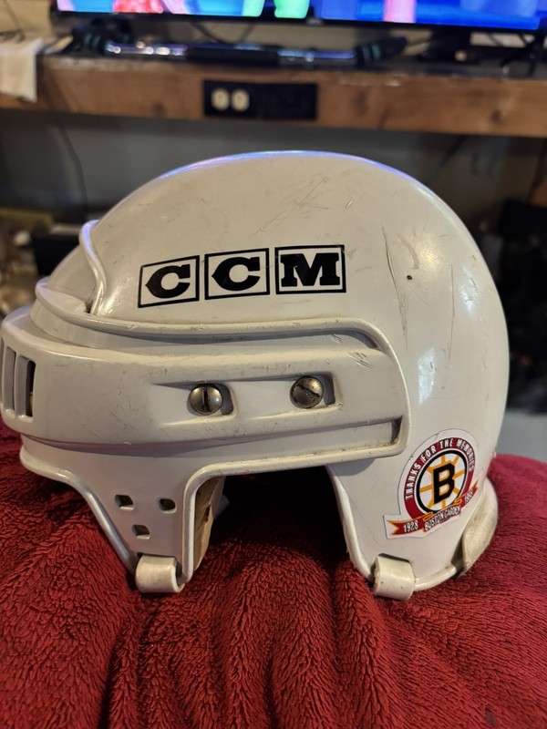 1995 Ray Bourge Boston Bruins Game Worn Used CCM Hockey Helmet