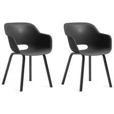 Image of Keter Garden Chairs 2pcs Graphite Metal Legs Outdoor Patio Seating vidaXL
