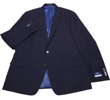 Hart Schaffner Marx Sport Coat Mens 48L Navy Blue Wool Silk Mohair Blazer Jacket