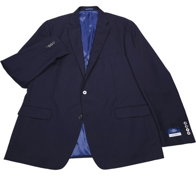 Hart Schaffner Marx Sport Coat Mens 48L Navy Blue Wool Silk Mohair Blazer Jacket