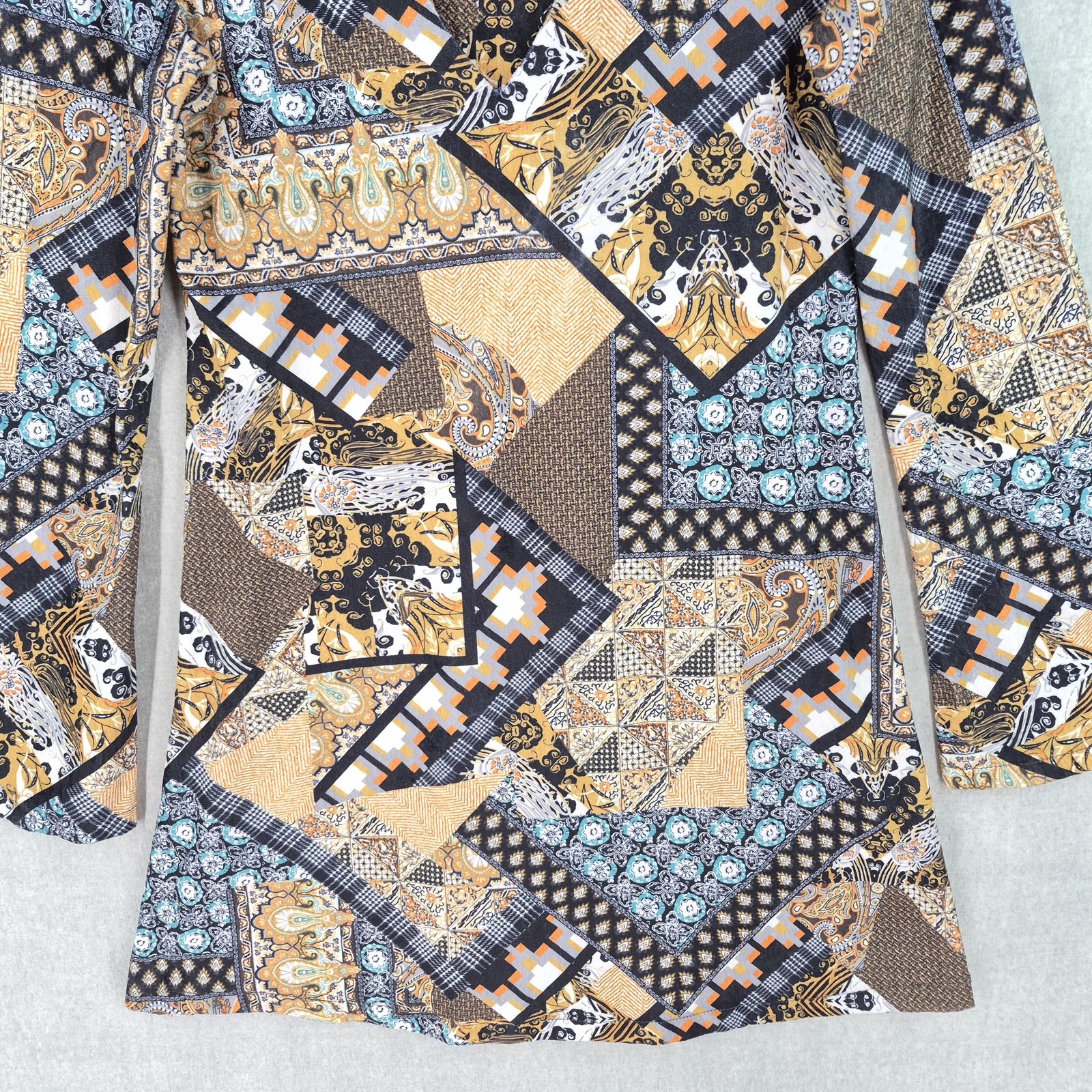 Zara Dress Medium Multicolor Patchwork Boho V Nec… - image 5