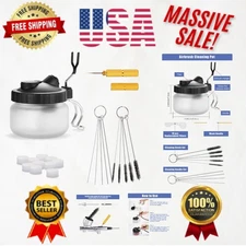 Complete Airbrush Cleaning Kit with Glass Pot, Filters & Stainless Steel Needles