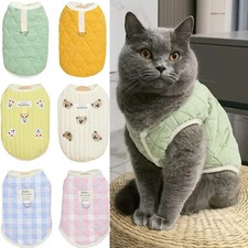 Winter Warm Cat Coat Jacket for Cats Cute Print Pet Clothes with Traction Ring S