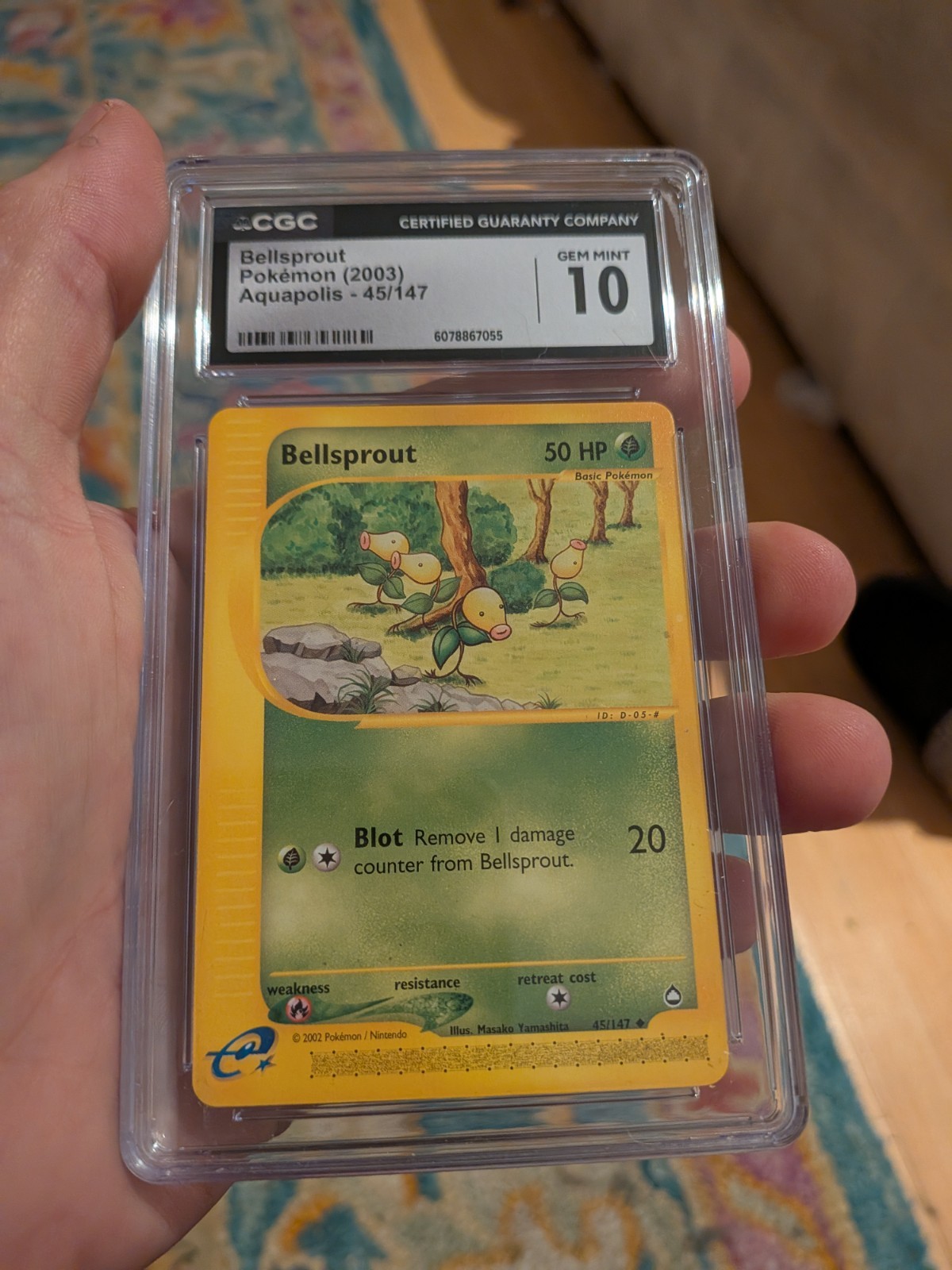 (POP 16) CGC 10 GEM MINT Bellsprout 45/147 Aquapolis eReader Pokemon 2003