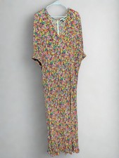 RIXO Multicolor Abstract 100% Viscose Crepe V-Neck Maxi Dress 20W/22W