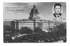 RPPC South Dakota State Capitol Pierre Joe Foss Governor Political Postcard