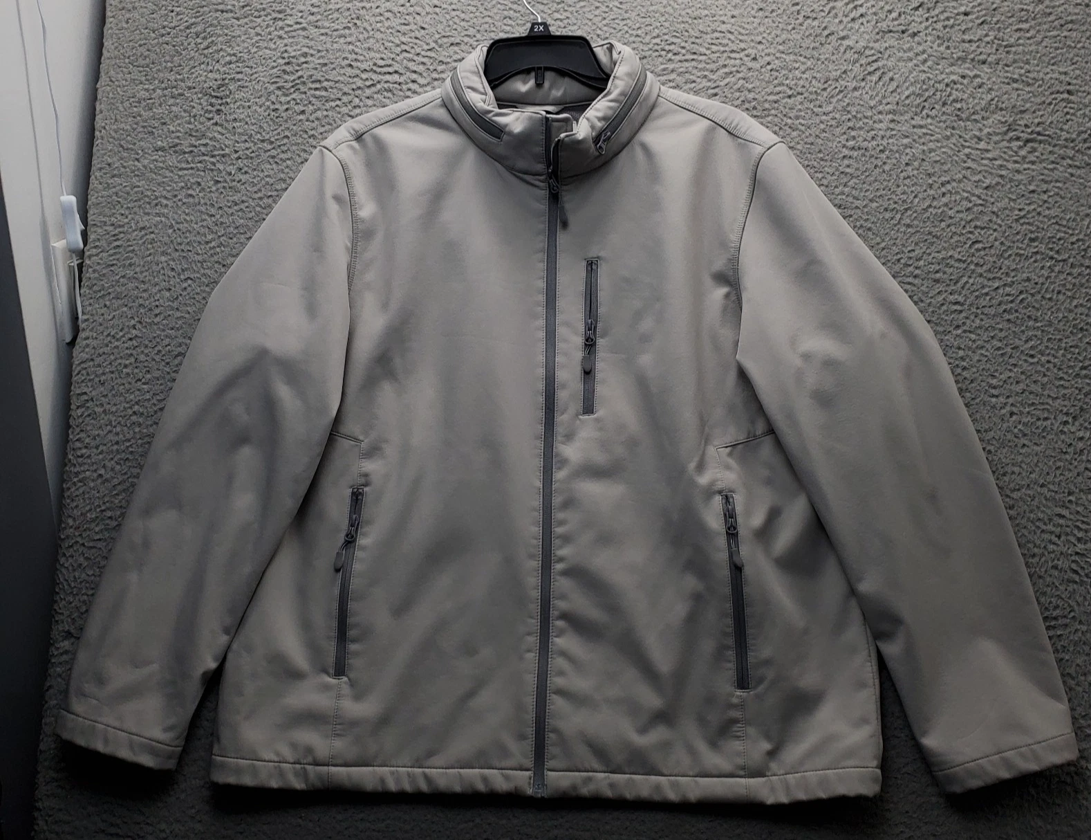 Propel Softshell Scola Jacket Mens XXL Gray Mesh Lined Zip Pockets Packable Hood