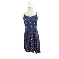 Old Navy Poka Dot  Mini Dress M Spaghetti Strap Fit and Flare Cami Blue White