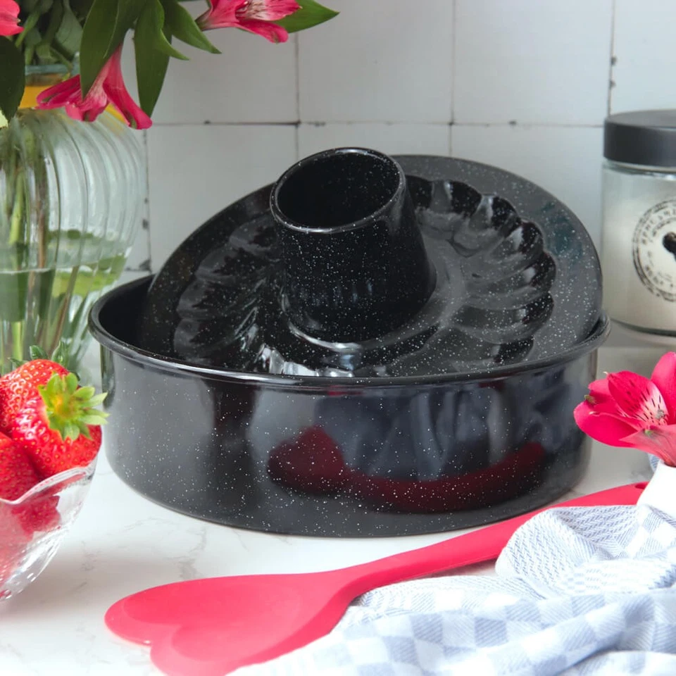 Riess Kuchenform 26cm 3-tlg. Emaille schwarz - Bild 3 von 4