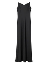 ZARA Smooth SATIN Black SQUARE NECKLINE Lined EVENING Maxi SLIP DRESS Sz M