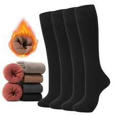 Warm Knee High Socks for Women,Cotton Thermal Sock for Skiing Hiking Black